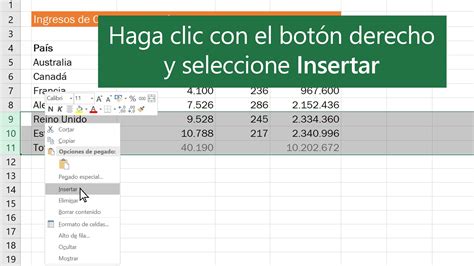 comando para insertar filas en excel|Cómo insertar filas en Excel con el teclado